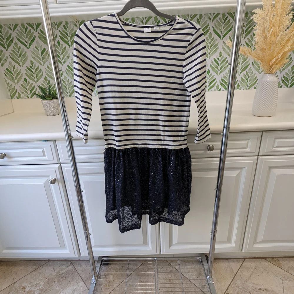 Gap Kids XXL Girl's Blue Striped Sequin Dress